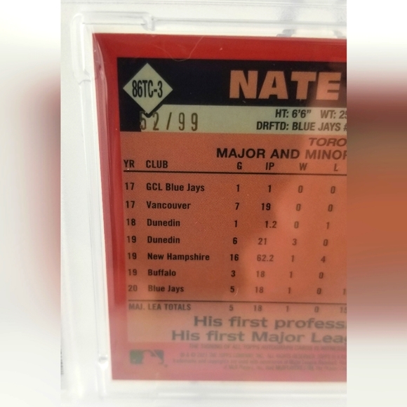 2021 Topps Silver Pack Nate Pearson AUTO /99 #3 - PSA 10 GEM MINT - BLUE JAYS - Picture 3 of 3